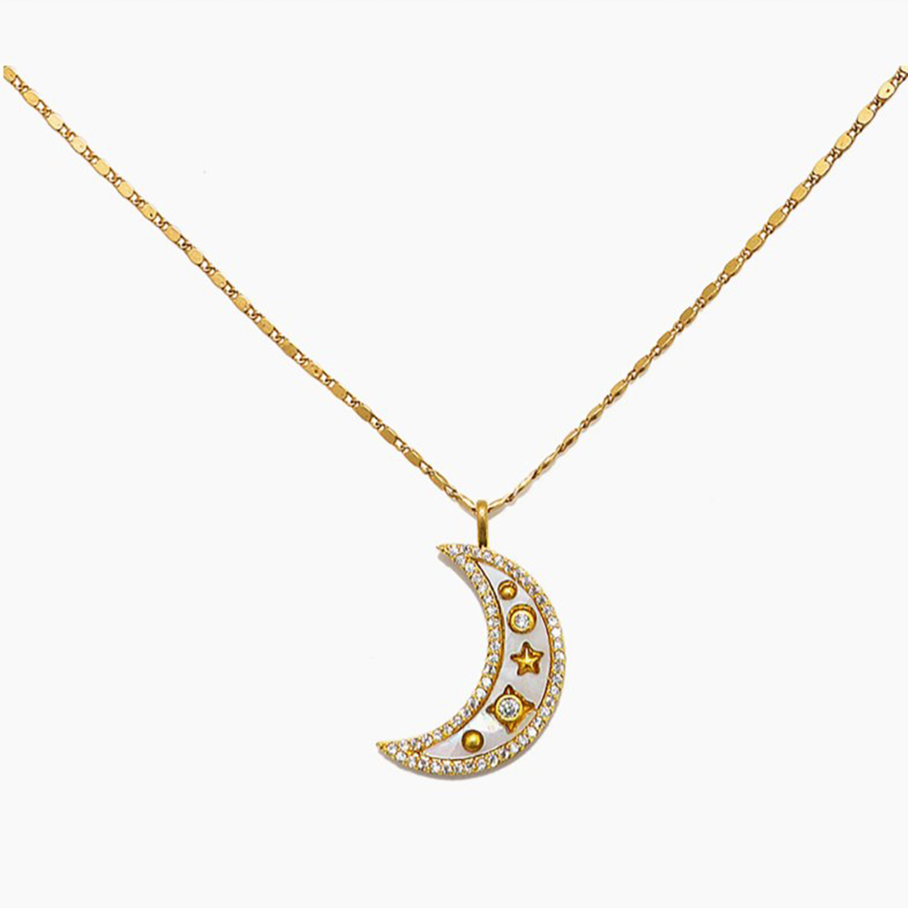 SEQUIN | Aura Moon Talisman Necklace;  $128