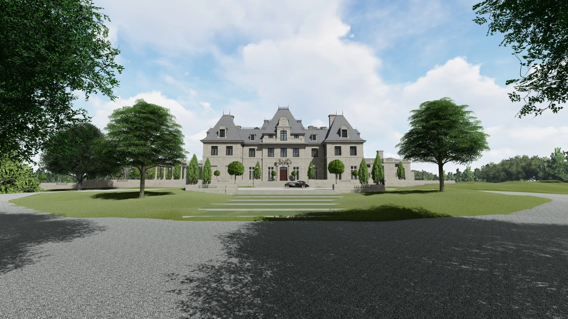 A photo from the approach to the mansion