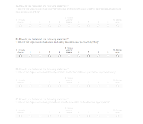 Sporting Facilities Insights Survey example