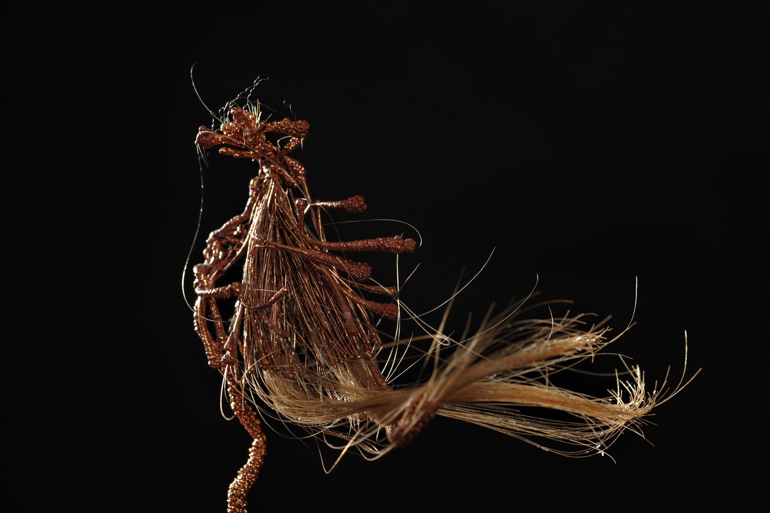 2. Transmuted State of Being 1-1, 2016. Dimensions 10 cm x 4 cm_ copper electrodeposition, artist’s hair. Image Credit Nu Image.JPG