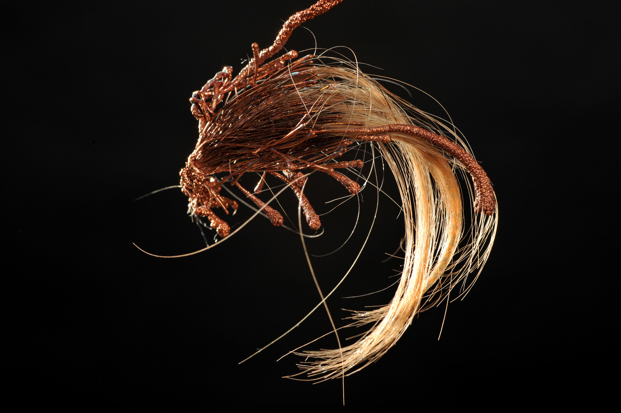 7 Transmuted State of Being 1-4, 2016. Dimensions 10 cm x 4 cm_ copper electrodeposition, artist’s hair. Image Credit Nu Image.JPG