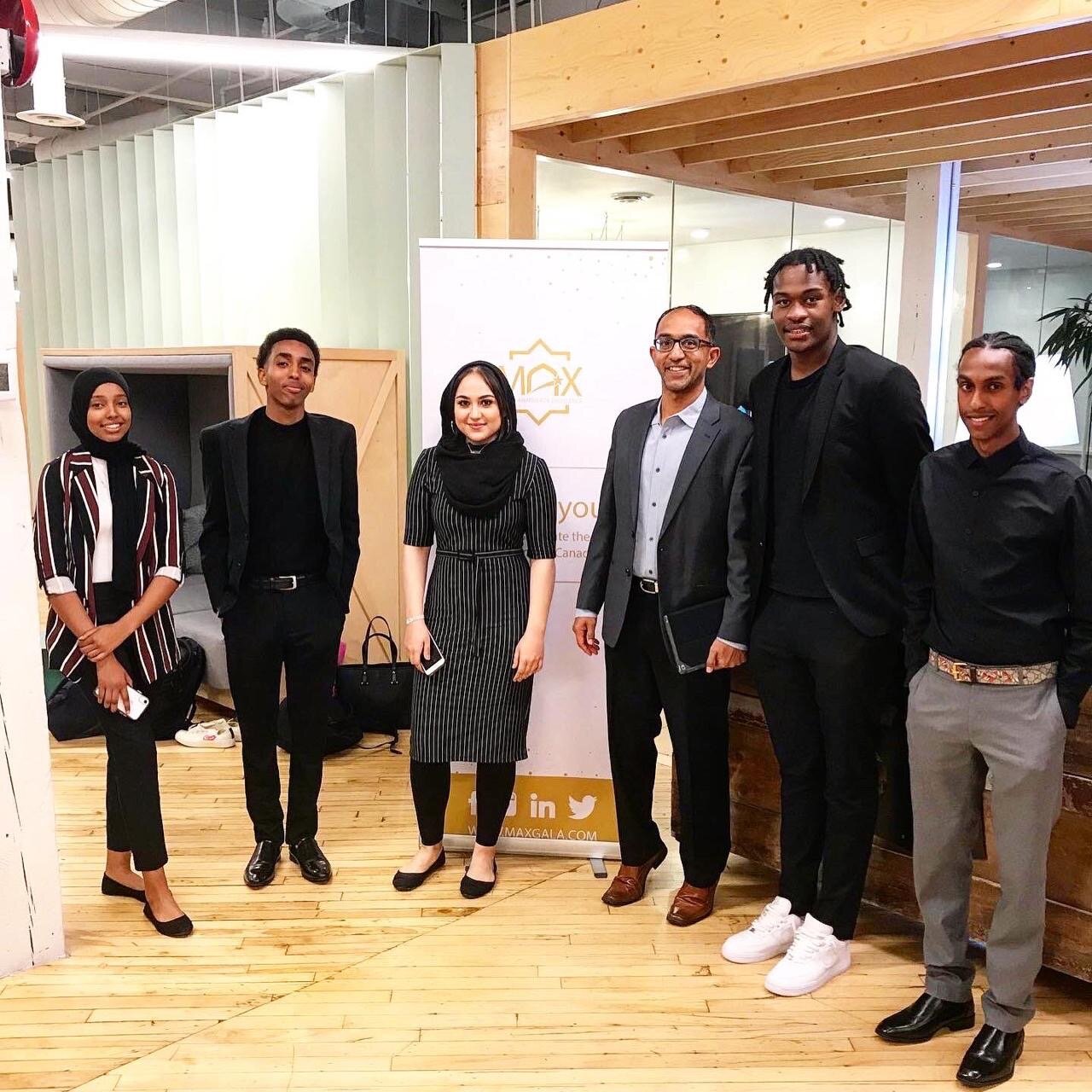  Ilhan and her fellow BridgeTO peers at the MAX Business Launch in October, with the founder of MAX and BridgeTO tutor, Aazar Zafar 