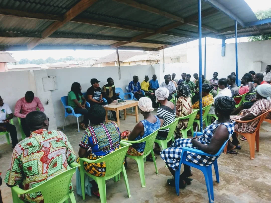 mfarmpay Inc. team interacting with vegetable farmer cooperative in Central Region, Ghana