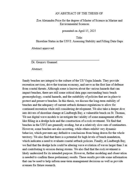 Shoreline Status in the USVI: Assessing Stability and Filling Data Gaps  