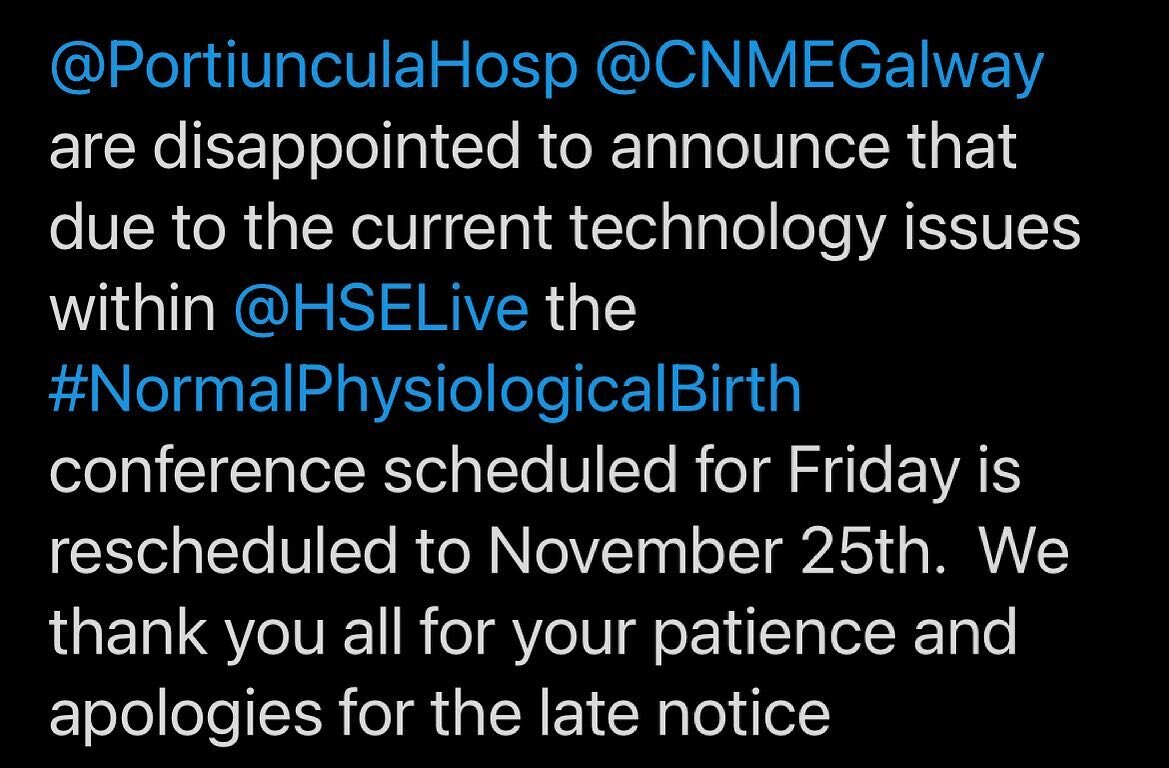 The returning to normal physiological birth conference has been postponed until November