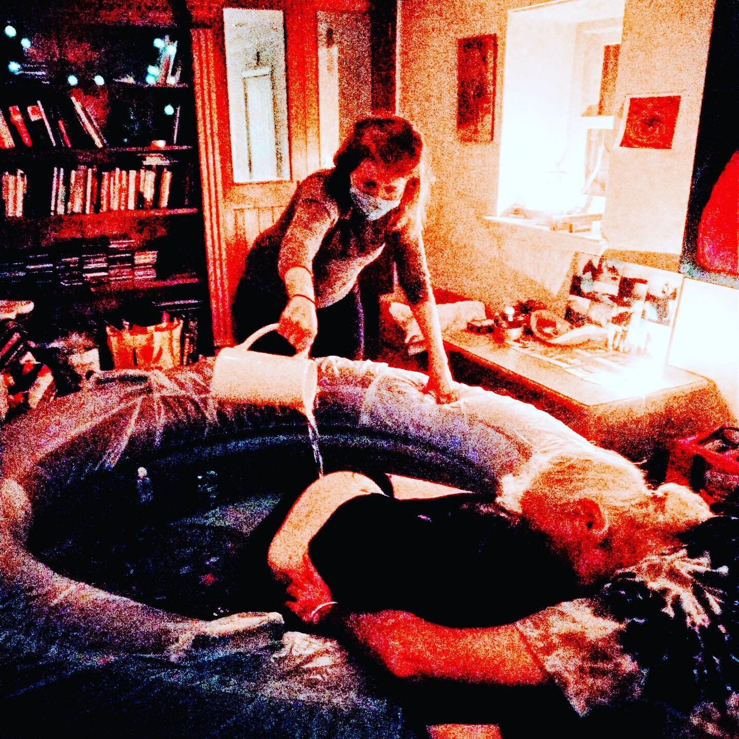 The lovely midwife Brenda Campion O&rsquo;Toole assisting a wonderful labouring mother with hydrotherapy. Such a peaceful atmosphere.