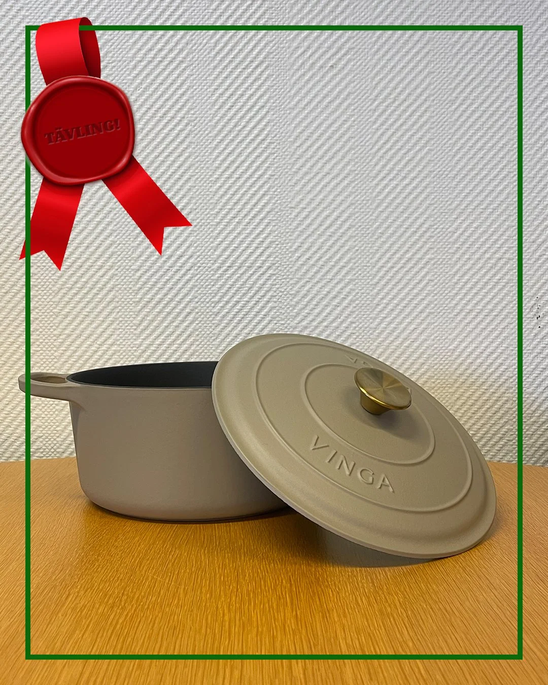 Nu &auml;r det dags f&ouml;r den sista delen i TM:s jult&auml;vling!

Vi avslutar p&aring; topp med en non-stick gjutj&auml;rnsgryta fr&aring;n Vinga (till ett v&auml;rde av 1.099:-)! Tack vare gjutj&auml;rnets utm&auml;rkta v&auml;rmeeffekt &auml;r 