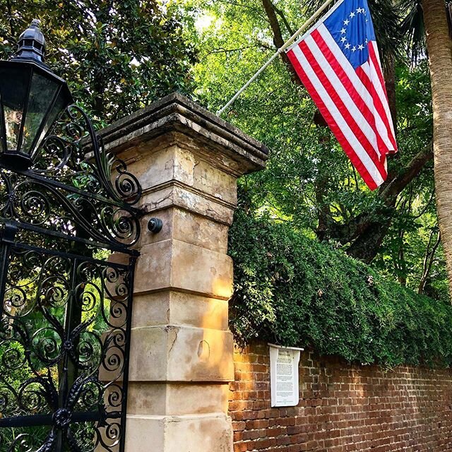 Memorial Morning, so many waving flags on duty. #charleston #preservation #architecture #gates #design