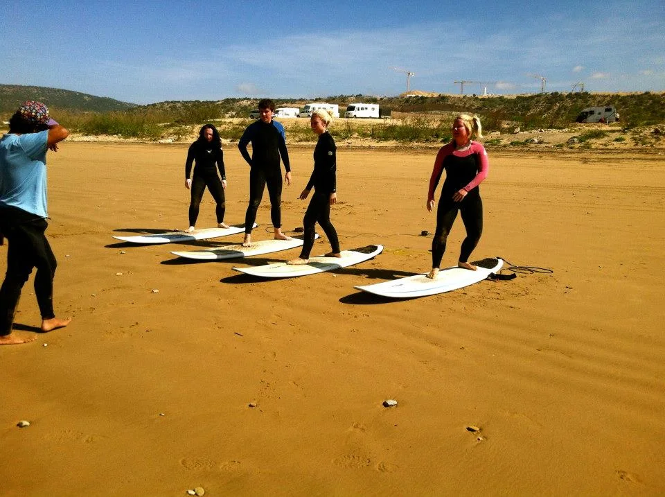 CroCro Beach surf lessons with hard board