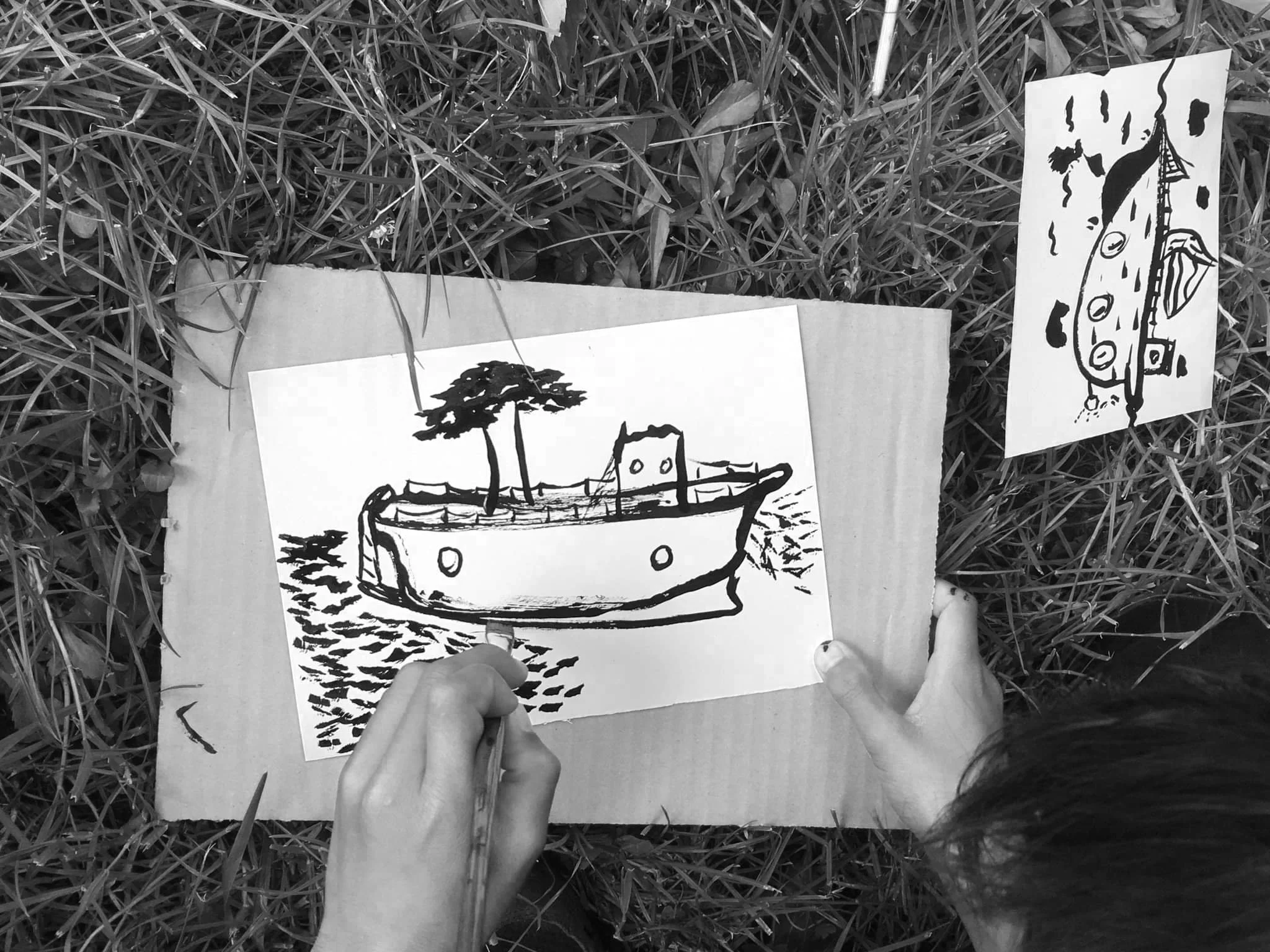 Ecoles primaires / enfants 6-10 ans / 2024 Ateliers de peinture à l'encre de Chine et la cartographie sensible / La Collective Compagnie (31)