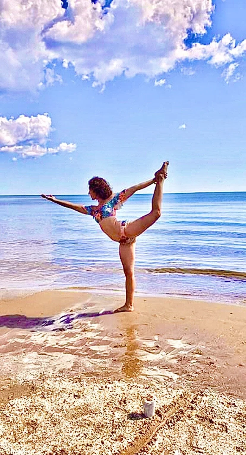 Dancer Pose in Swimsuit on Beach in Upper Michigan 09-2020.JPG