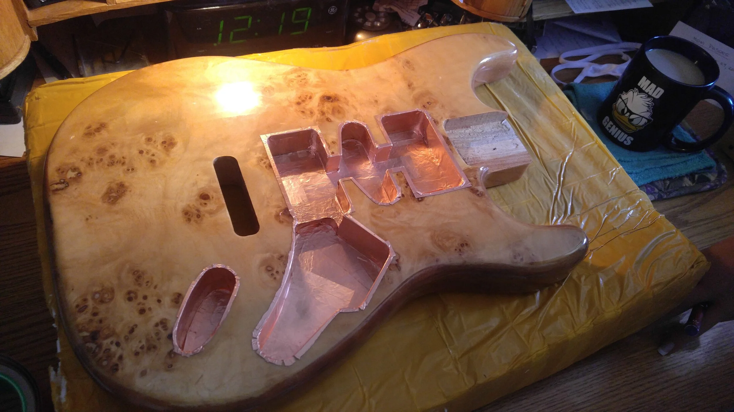 All necessary cavities outfitted with copper shielding tape.