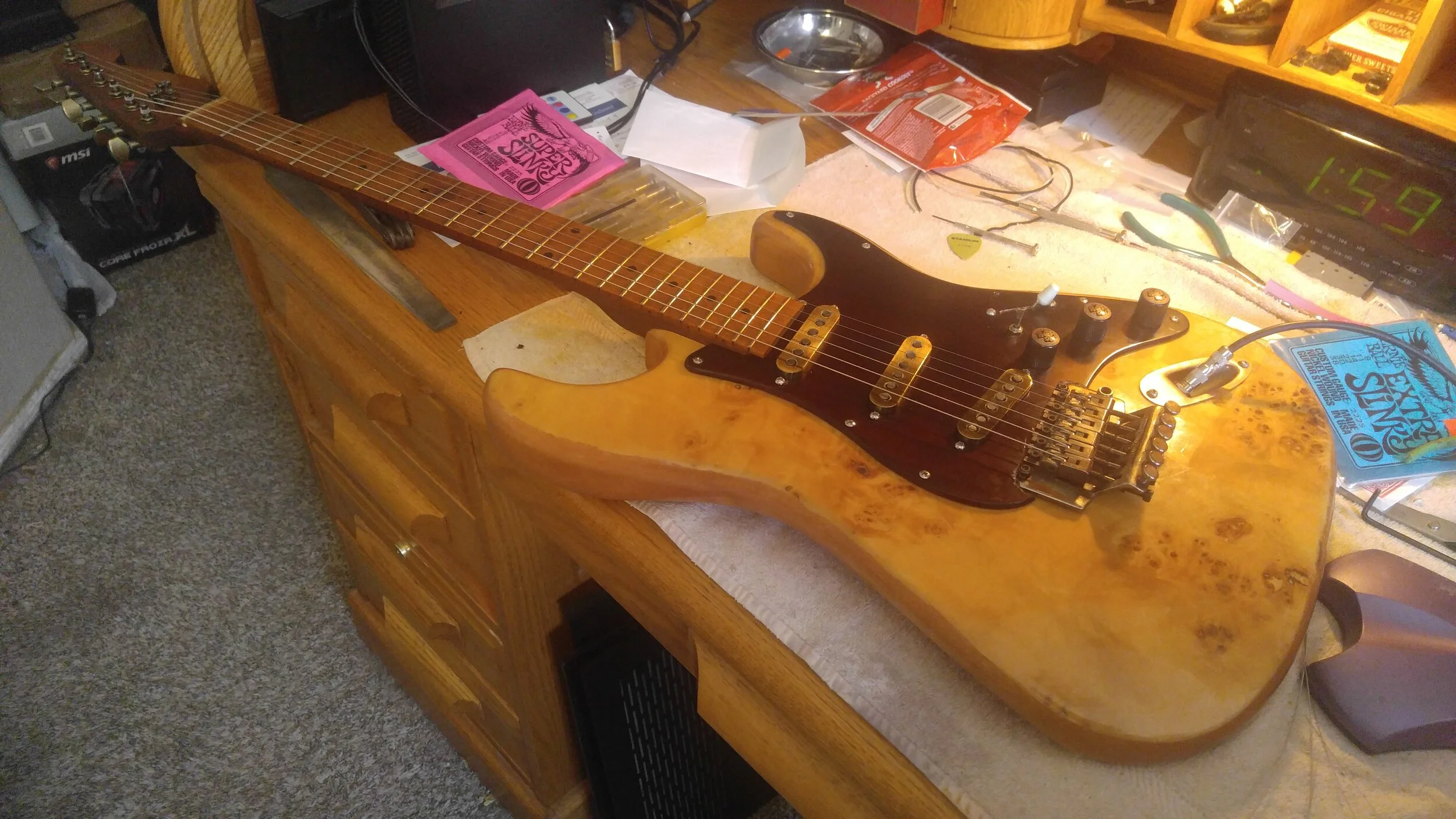 First stringing and audio test.