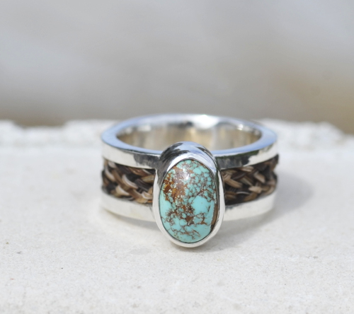 Wide Band & Turquoise in Silver or 9ct Gold