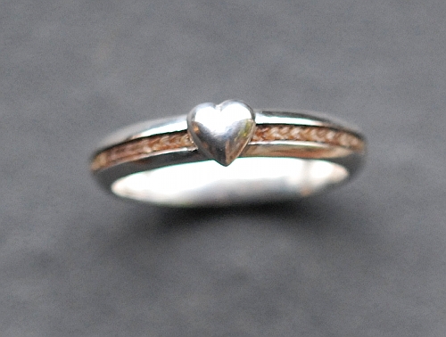 silver horsehair ring heart