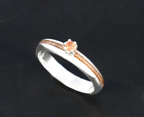 silver horsehair ring sapphire