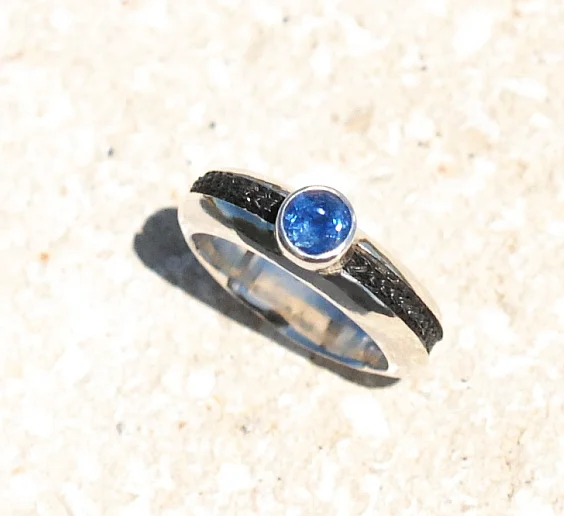 Slim Band & Bezel Set 6mm Sapphire in Silver or 9ct Gold