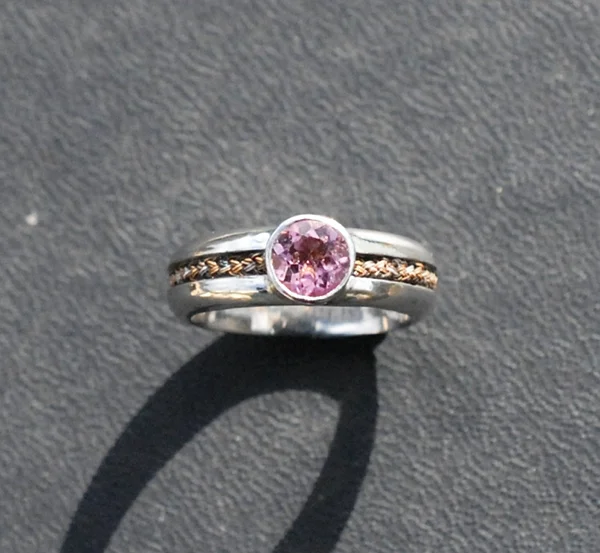 Slim Band & Bezel Set 6mm Tourmaline in Silver or 9ct Gold