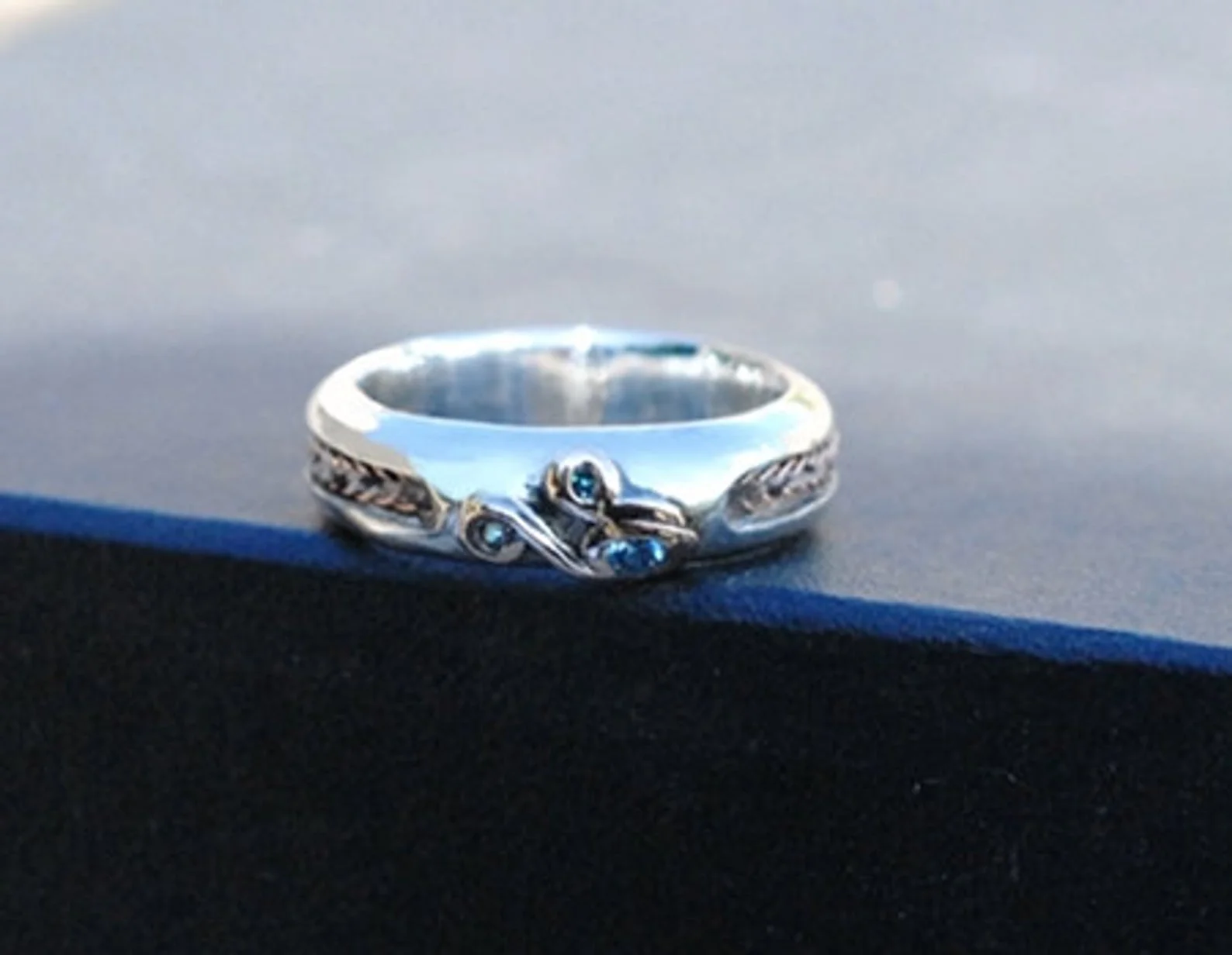 Slim Band, Initial & 3 Diamonds in Silver or 9ct Gold