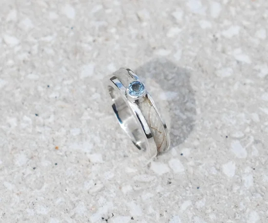 Flat Band & 4mm Bezel Set Stone in Silver or 9ct Gold