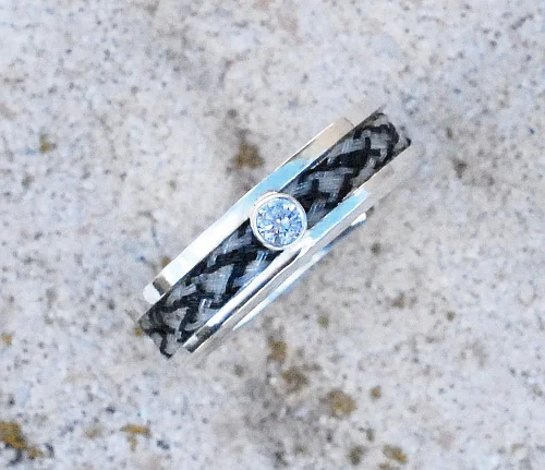 Flat Band & 3mm Bezel Set Diamond in Silver or 9ct Gold