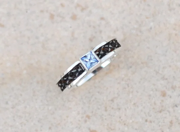 Flat Band & 4mm Princess Cut Sapphire in Silver or 9ct Gold