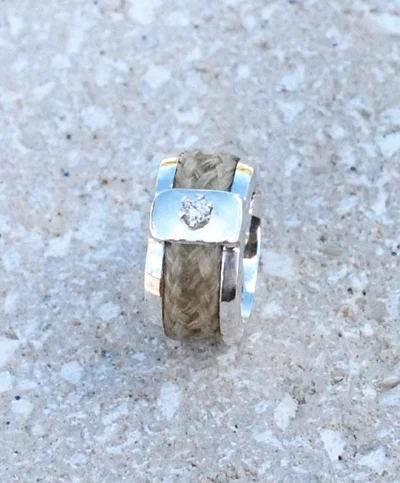 Wide Band & Claw Set Diamond in Silver or 9ct Gold