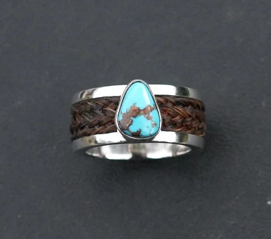 Wide Band & Turquoise in Silver or 9ct Gold