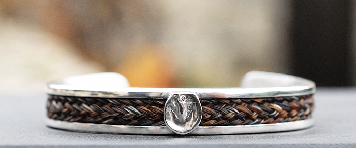 Cuff Bracelet with Hoof & Diamond in Silver or 9ct Gold