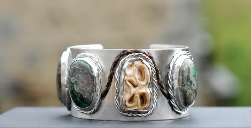 horsehair cuff bracelet turquoise