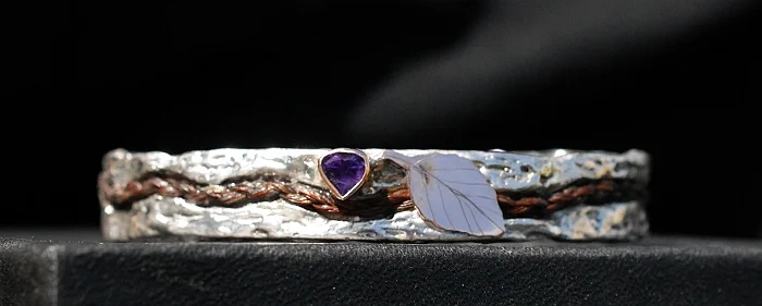 Woodland Bangle & Amethyst in Silver or 9ct Gold