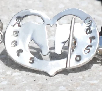 Kissing Horses in Heart Toggle Clasp in Silver or 9ct Gold