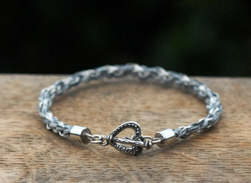 8 Weave Bracelet & Heart Toggle in Silver only