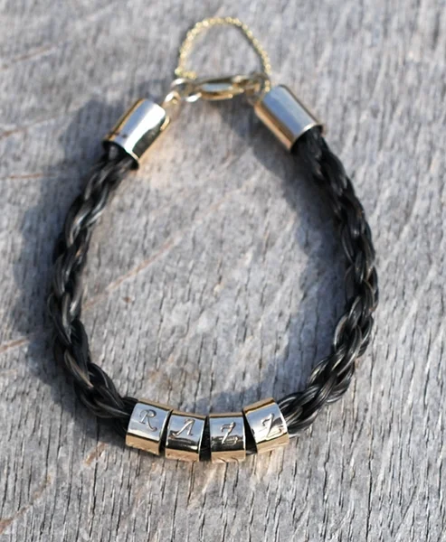 horsehair bracelet 9ct gold