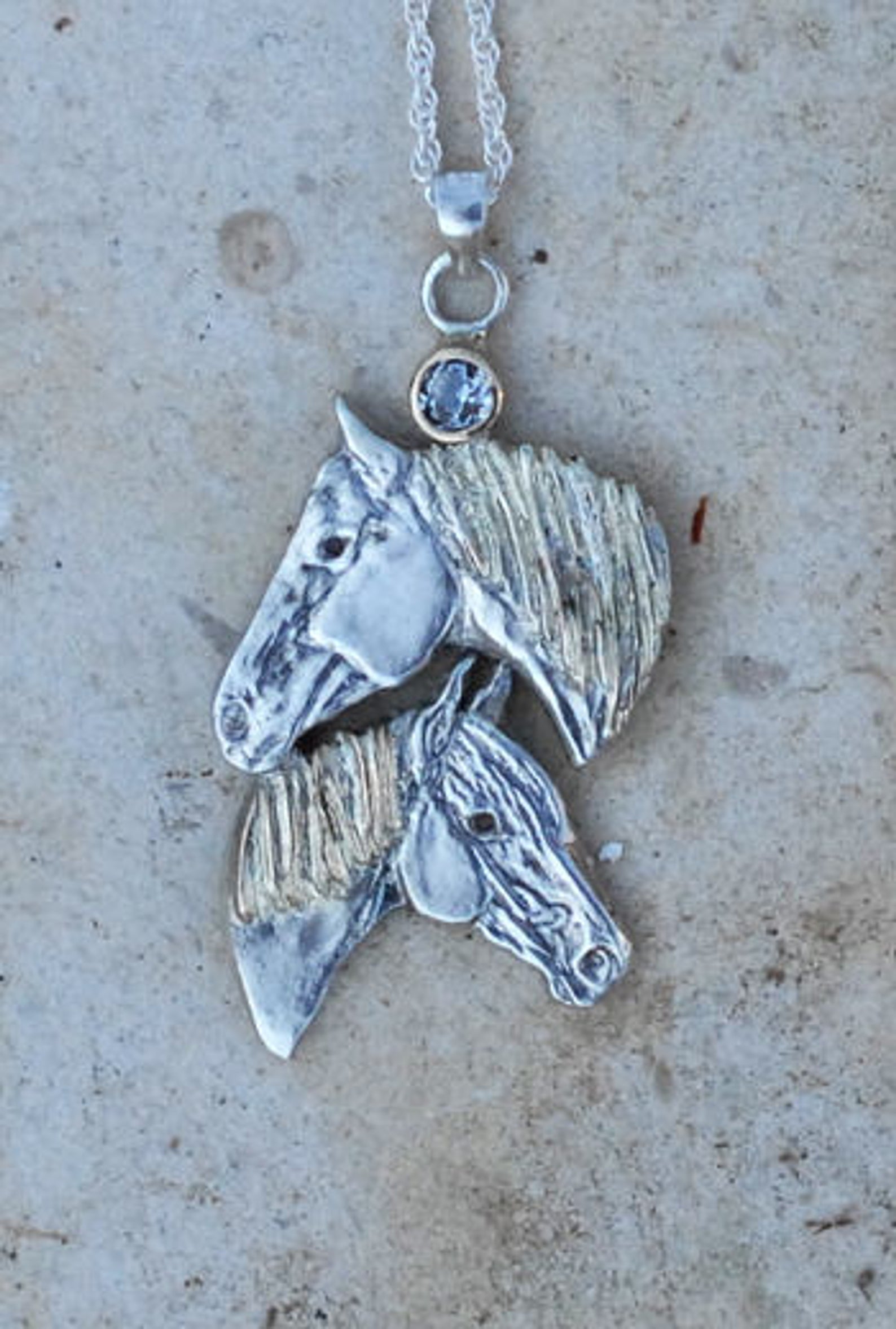 Custom Pendant with Gold Detail &amp; Gemstone in Silver or 9ct Gold