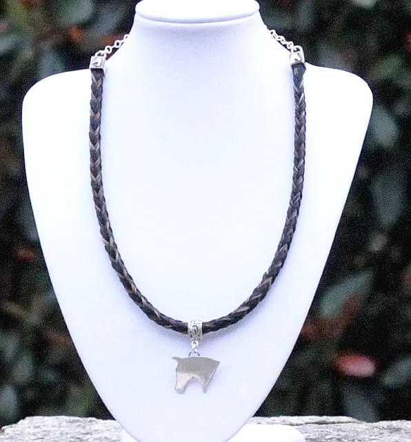 8 Weave Square Braid Necklace with Custom Horse Charm in Silver or Gold