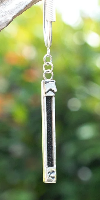 Vertical Pendant Keyring with Horse in Silver or 9ct Gold
