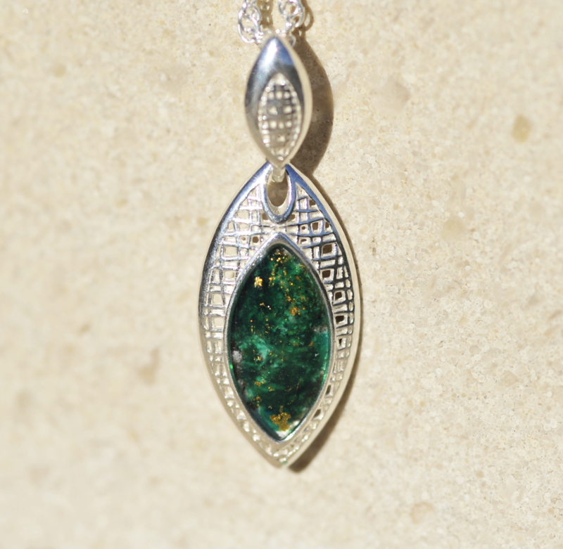 Enigma Crystal Cremation Ash Marquise Pendant in Silver or 9ct Gold