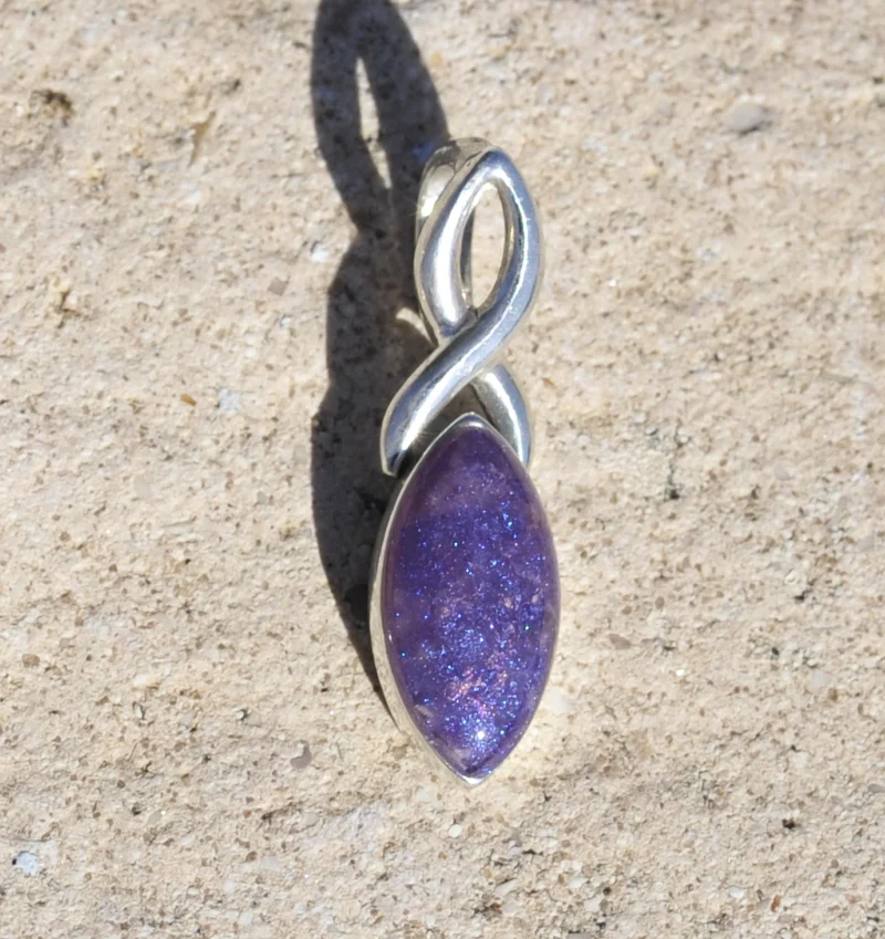 Enigma Crystal Cremation Ash Celtic Marquise Pendant in Silver or 9ct Gold
