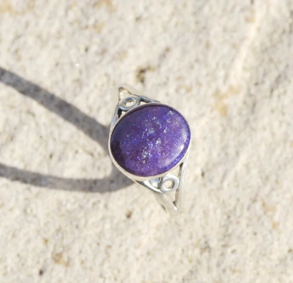 cremation ash ring amethyst