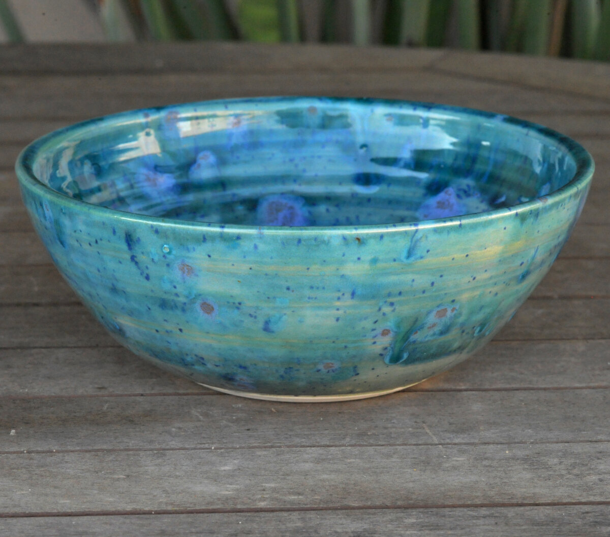 wheelthrown bowl teal