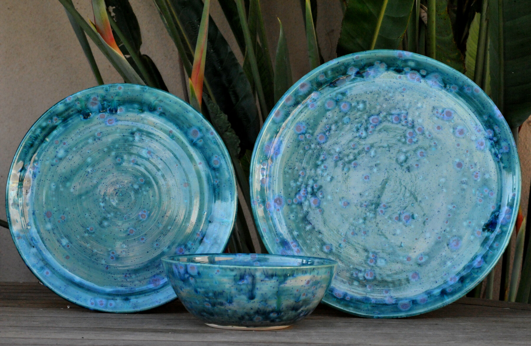 bespoke dinner set teal