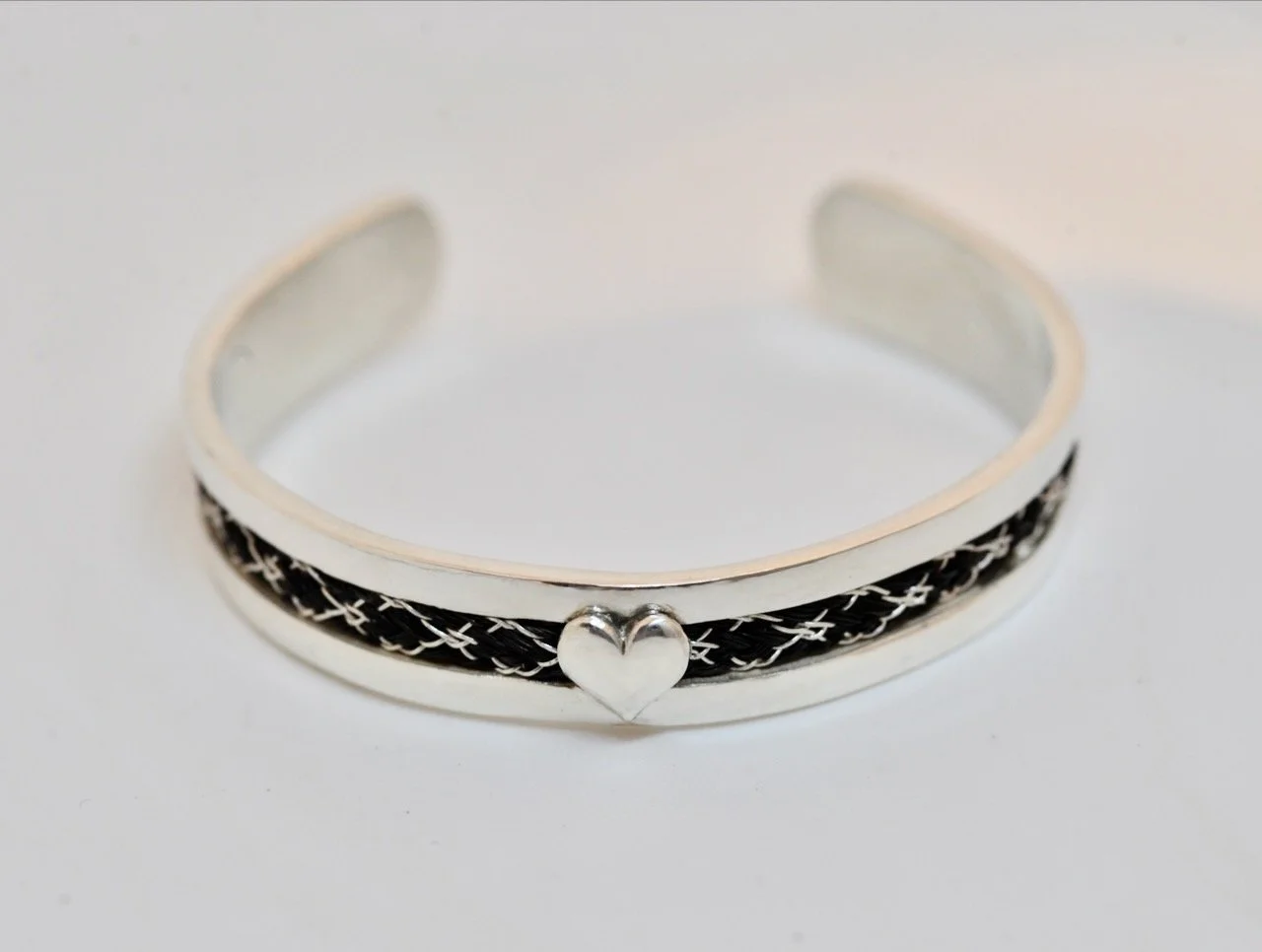 Cuff Bracelet with Heart in Silver Only