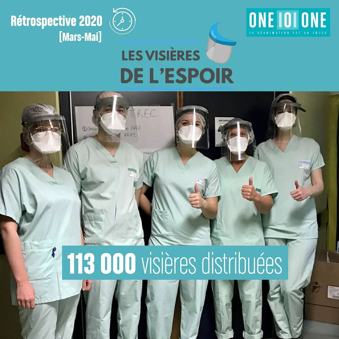 #R&eacute;tro2020 [Mars-Mai] : Les visi&egrave;res de l&rsquo;espoir !
Au plus fort de la premi&egrave;re vague de la #Covid19, la France faisait face &agrave; une p&eacute;nurie de masques. #101fund s&rsquo;&eacute;tait associ&eacute; &agrave; la so