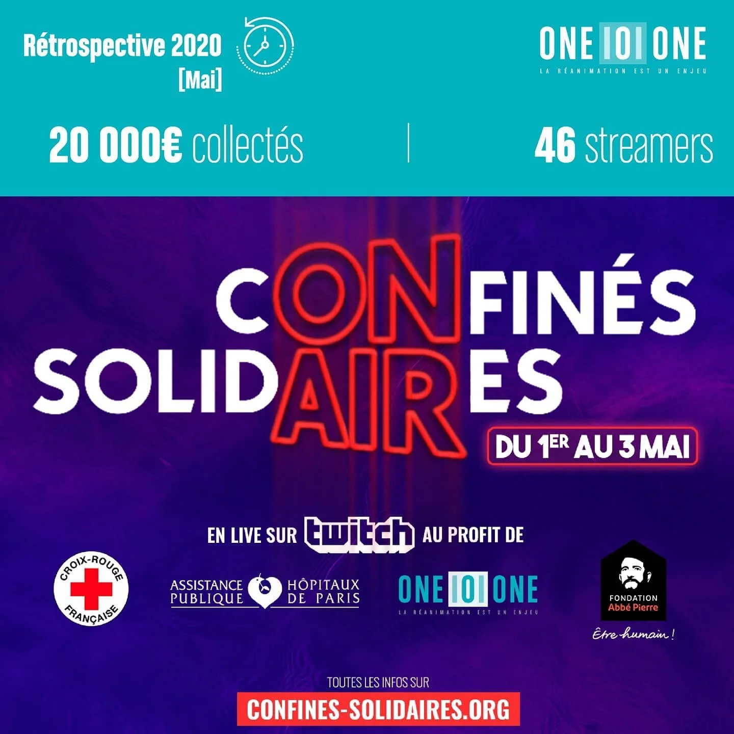 #R&eacute;tro2020 [Mai] : La solidarit&eacute; passe aussi par le #num&eacute;rique : en mai 2020 a eu lieu &laquo; Confin&eacute;s Solidaires &raquo;, une op&eacute;ration solidaire en soutien de 4 causes dans leurs efforts contre la #covid19 dont #