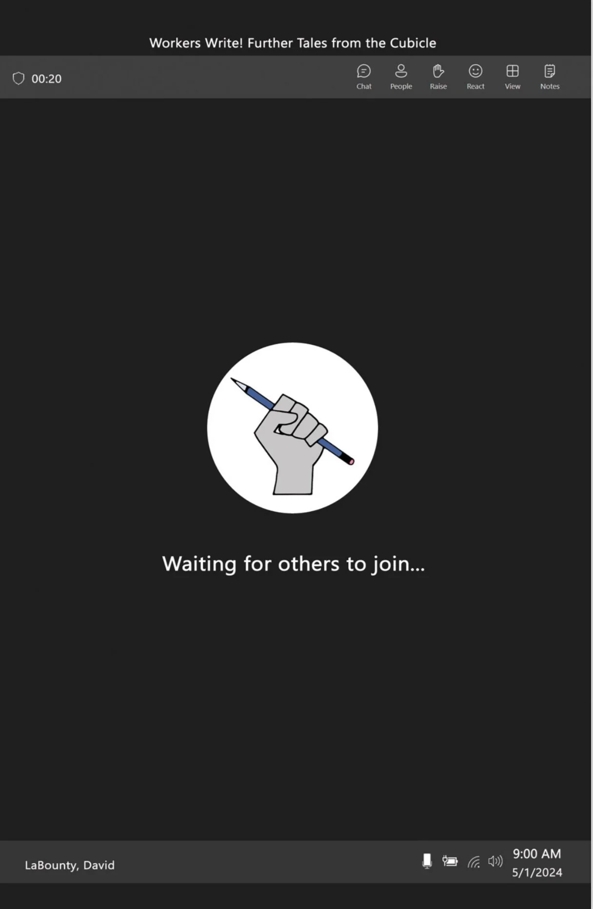 "They can't see you cry on Zoom" by Kara Rowan published in Workers Write! Further Tales from the Cubicle