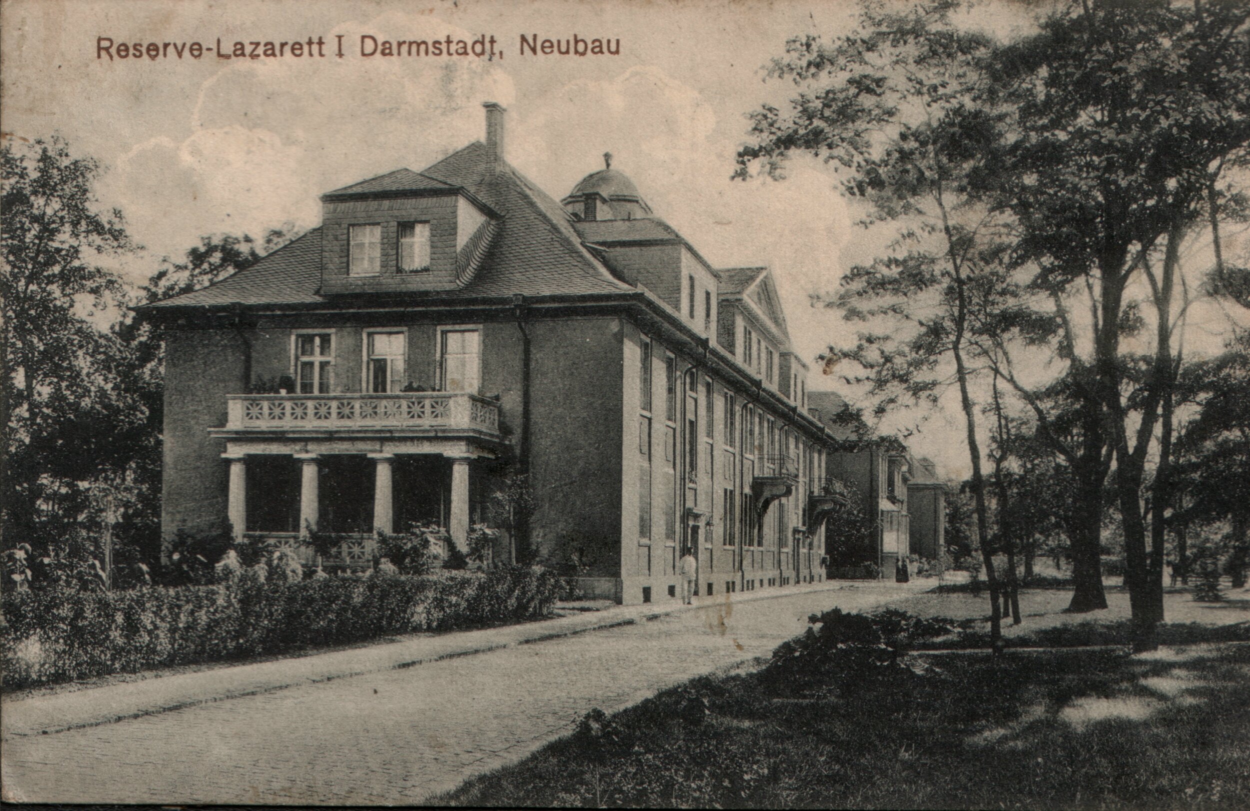 Ansichtskarte des neuen Garnisonslazaretts, gelaufen 1918 