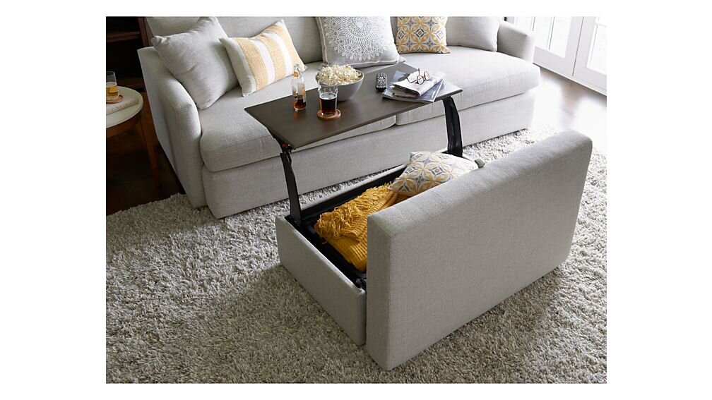 Crate & Barrel Lounge II Storage Ottoman with Tray