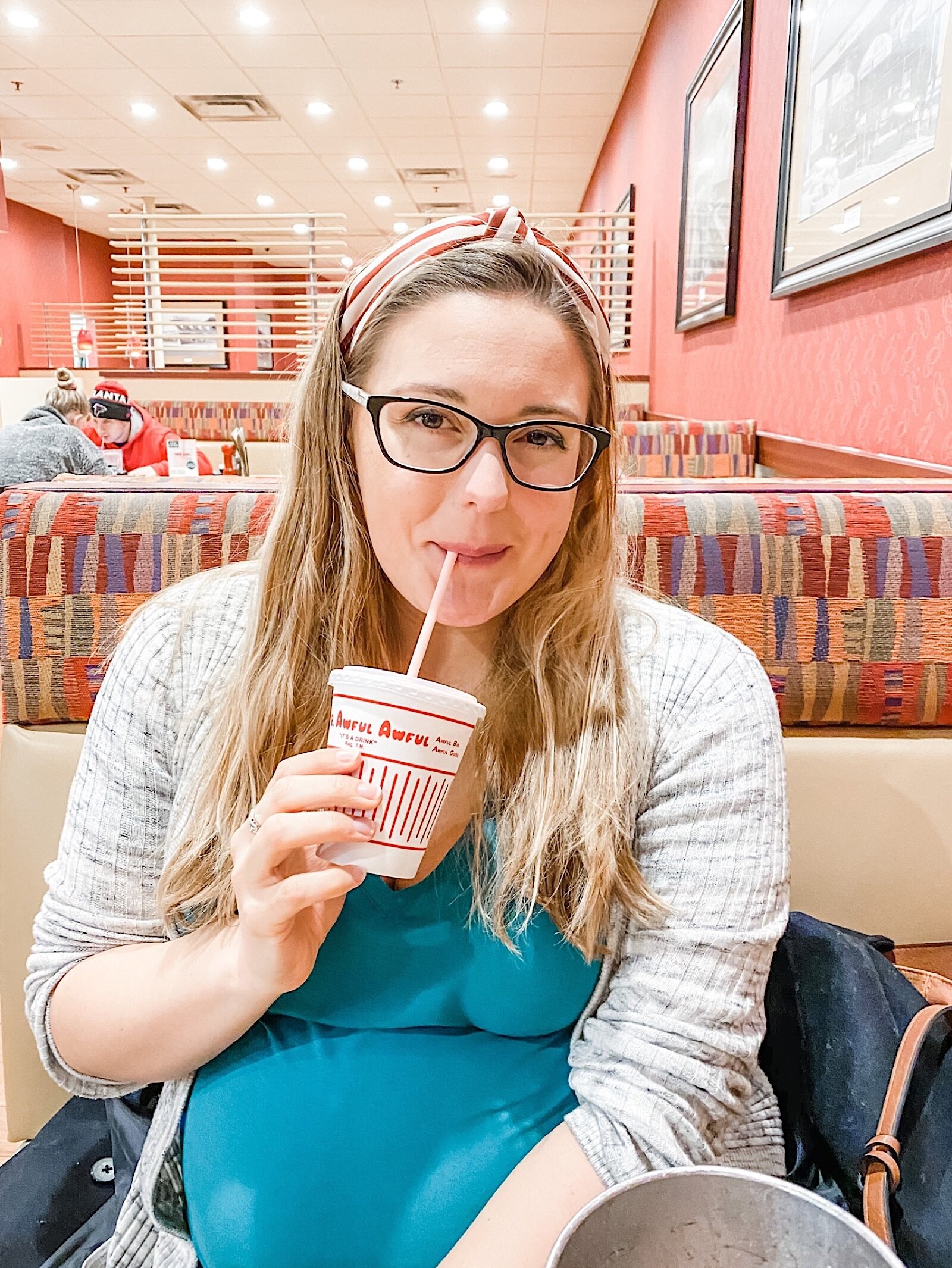  My first MILKSHAKE in so long!!! I had been watching my sugar intake so closely this pregnancy because my glucose test was hanging over my head. I let myself enjoy this strawberry malt and it was INCREDIBLE. (And I passed my glucose screening with flying colors.)  