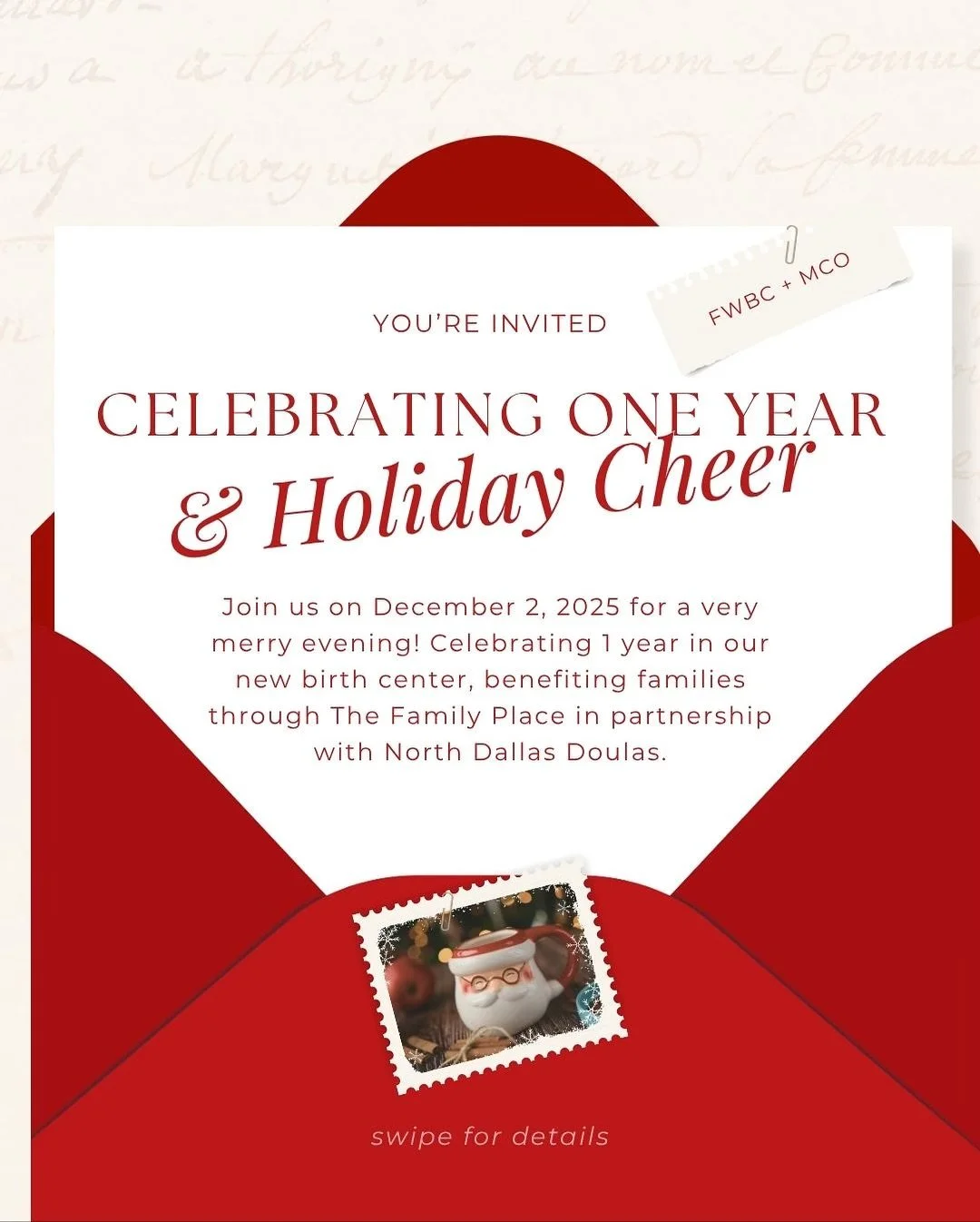 🎅✨ Save the Date! ✨🎄

We&rsquo;re celebrating ONE YEAR in our new birth center &mdash; and we&rsquo;re inviting you to celebrate with us in the sweetest way!

Bring your little ones, snap a free photo with Santa, indulge in hot cocoa + cookies, and